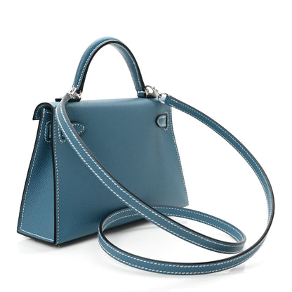 Hermes Epsom Mini Kelly Sellier 20 New Blue Jean 2 of 8