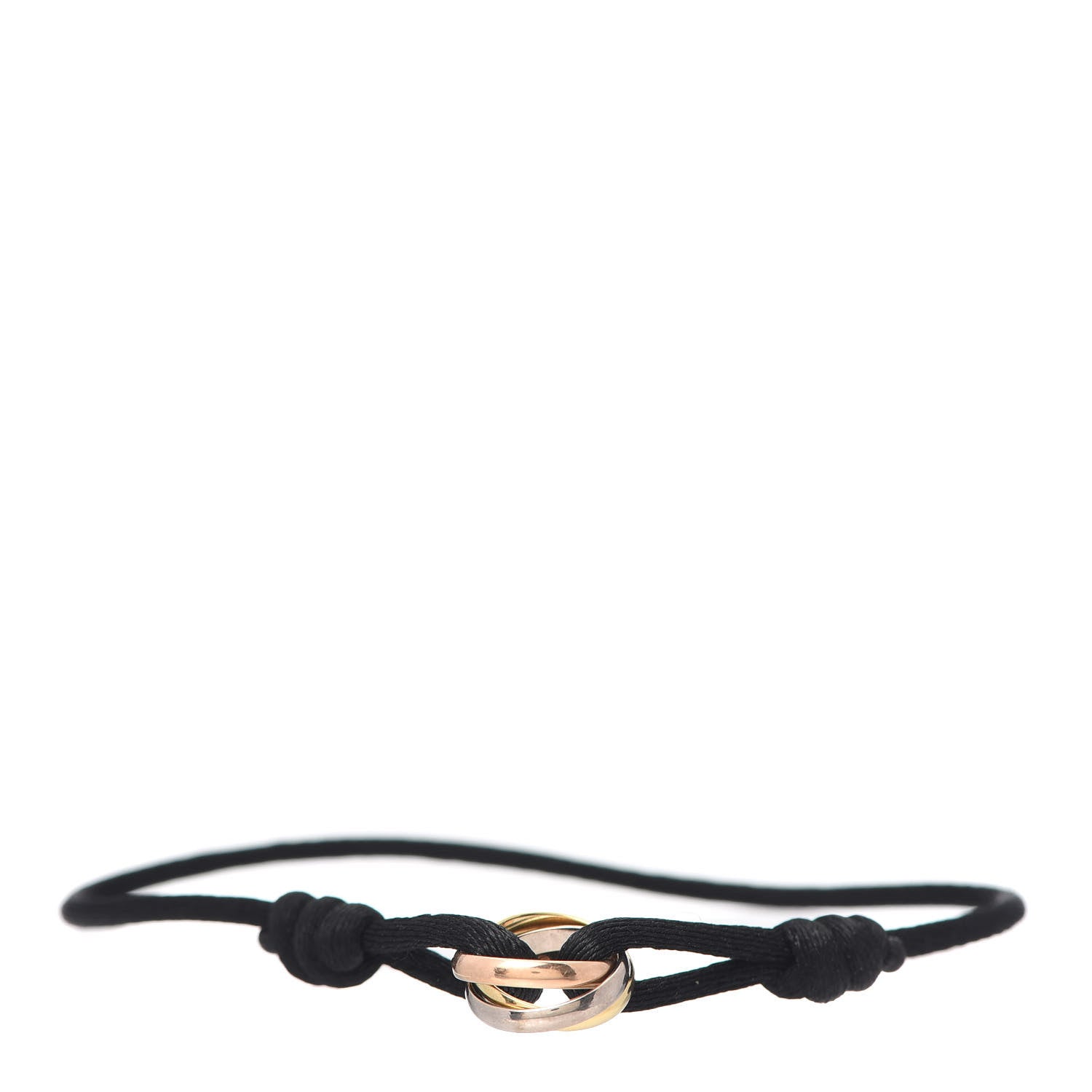 Cartier 18K Pink Yellow White Gold Trinity Adjustable Cord Bracelet Black 1 of 7