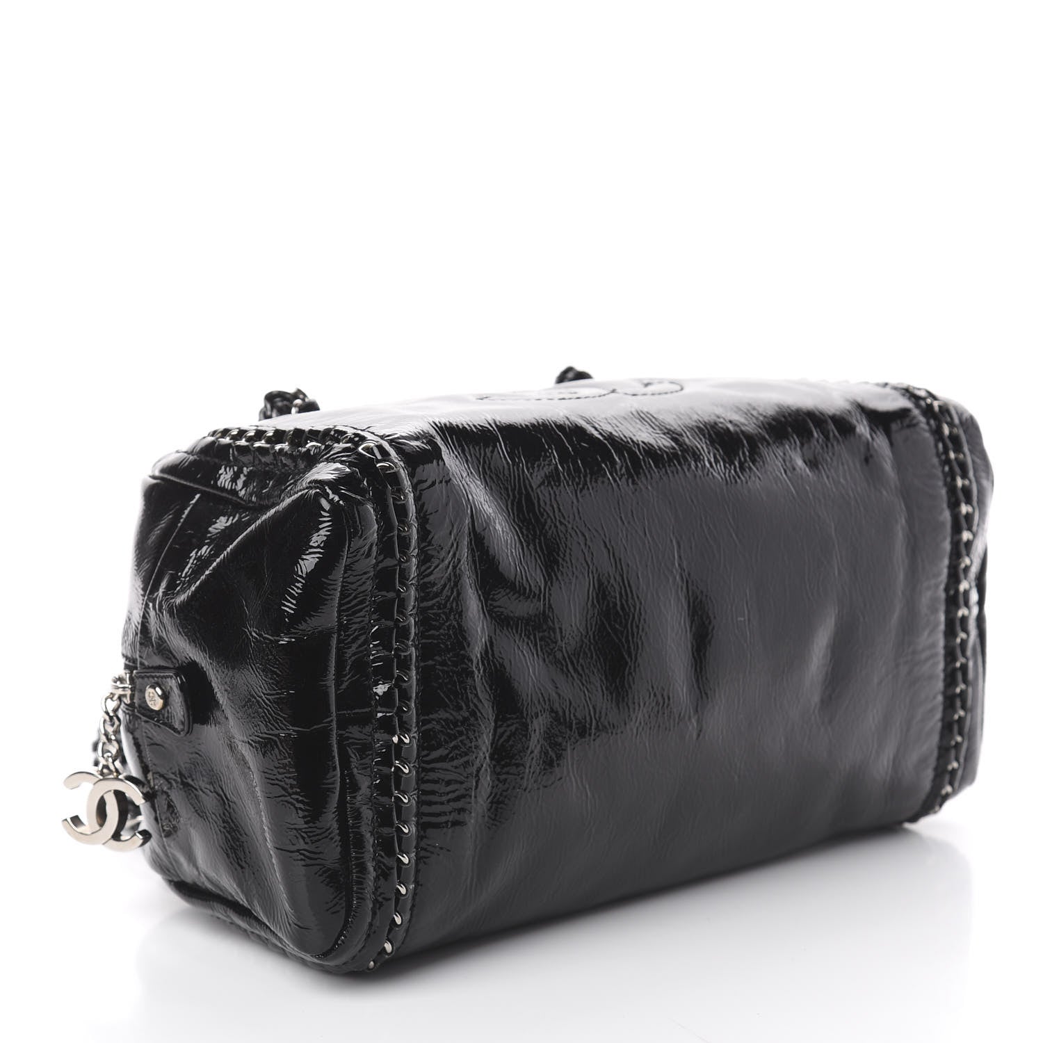 Chanel Patent Medium Luxe Ligne Bowler Black 3 of 9