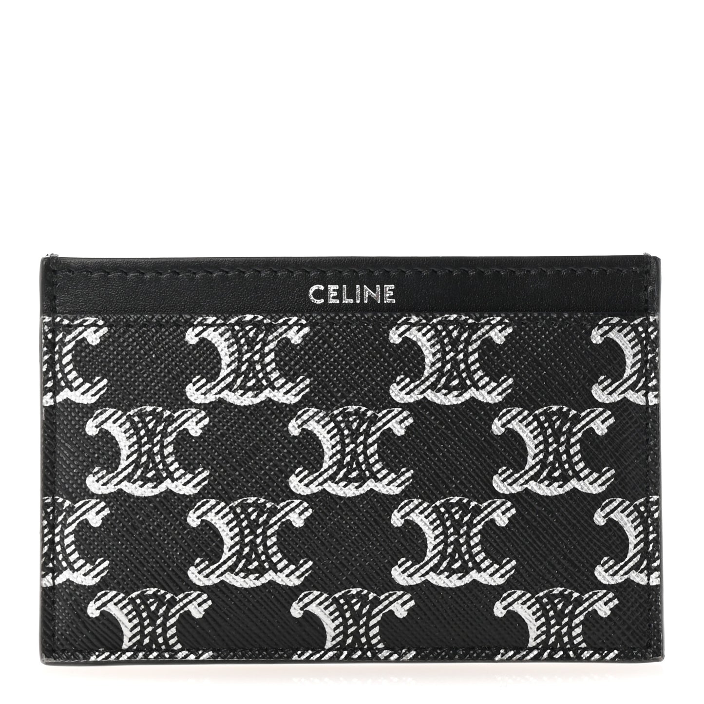Triomphe Canvas Card Holder Silver Black