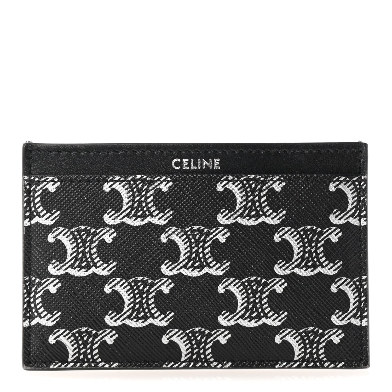 Celine Triomphe Canvas Card Holder Silver Black 1 of 7