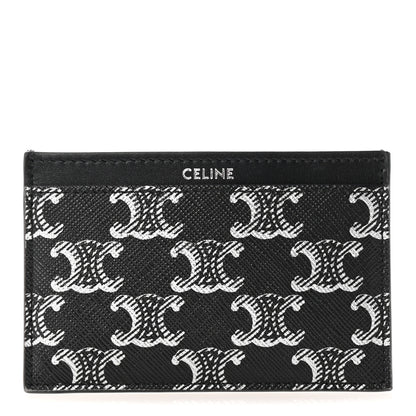 Celine Triomphe Canvas Card Holder Silver Black 1 of 7