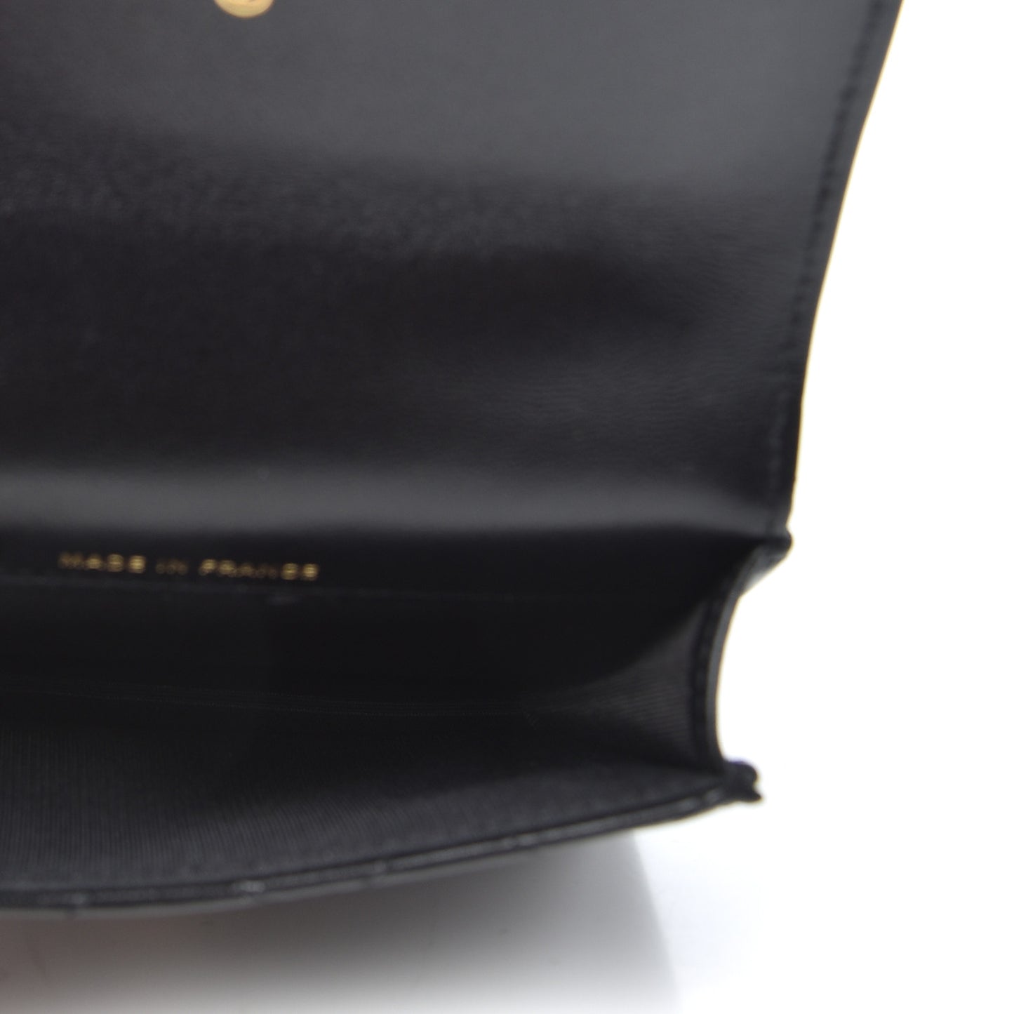 Lambskin Quilted Top Handle Flap Coin Purse With Chain Black