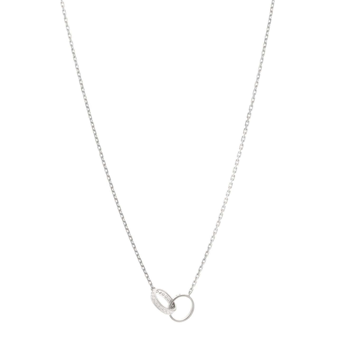 18K White Gold Diamond Interlocking LOVE Necklace