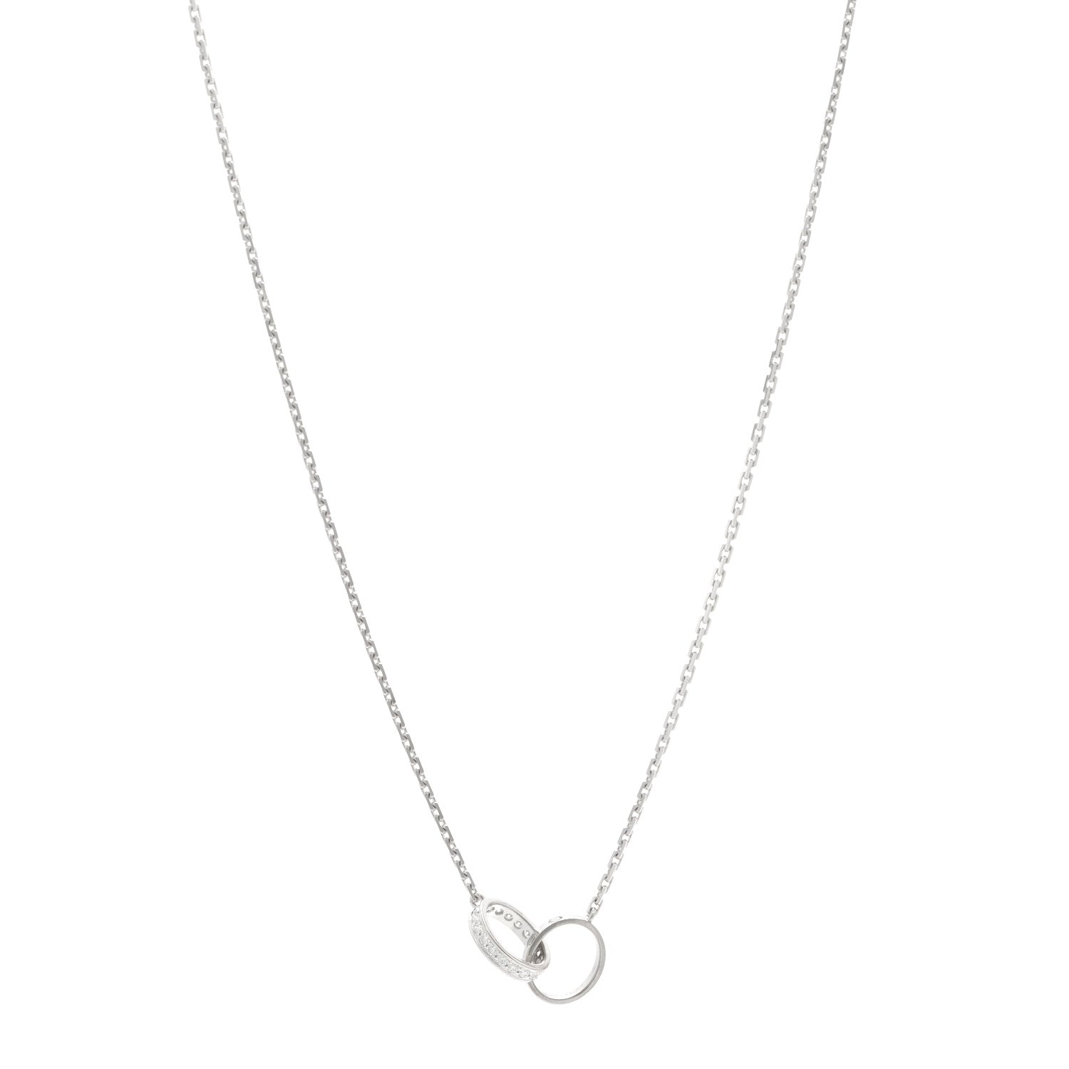 Cartier 18K White Gold Diamond Interlocking LOVE Necklace 1 of 5