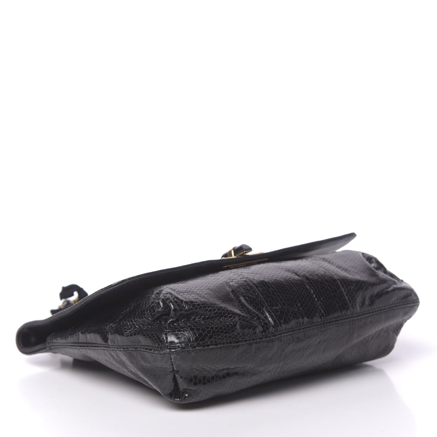 Watersnake Medium Sugar Flap Shoulder Bag Black