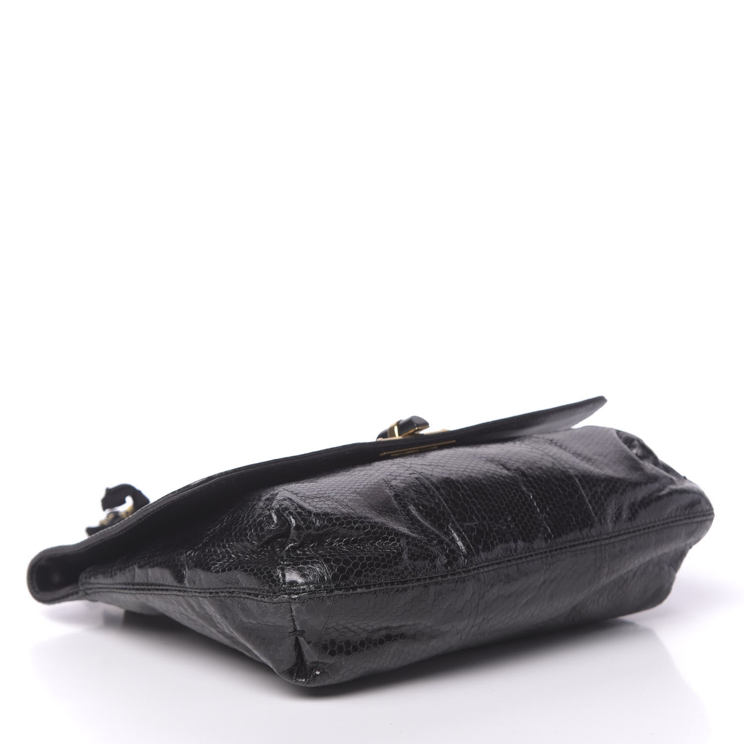 Lanvin Watersnake Medium Sugar Flap Shoulder Bag Black 4 of 9