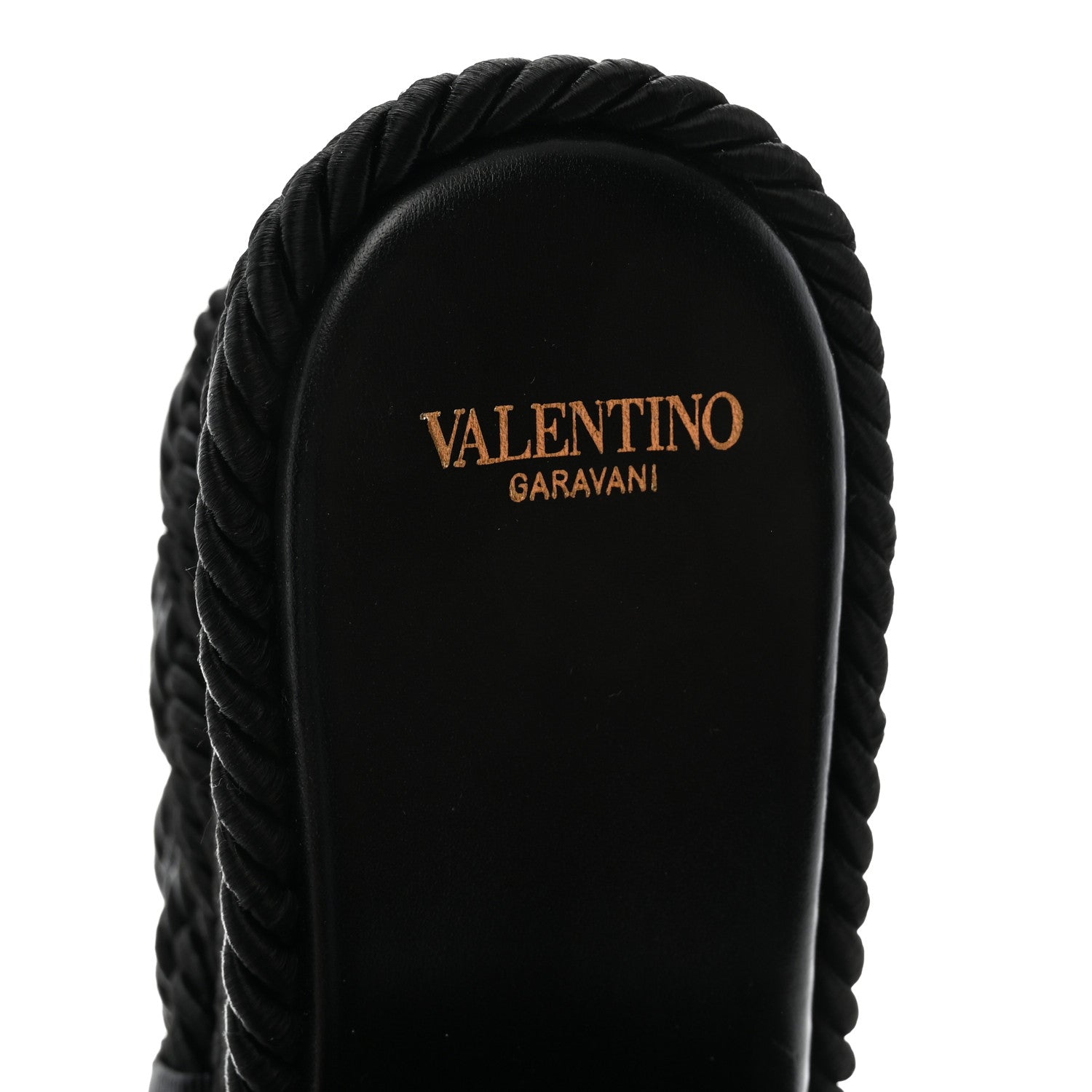 Valentino Garavani Calfskin Silk Torchon Vlogo Platform Espadrille 100 Wedge Sandals 39 Black 8 of 10