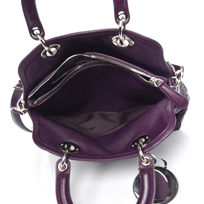Christian Dior Lambskin Cannage Medium Granville Tote Purple 7 of 15