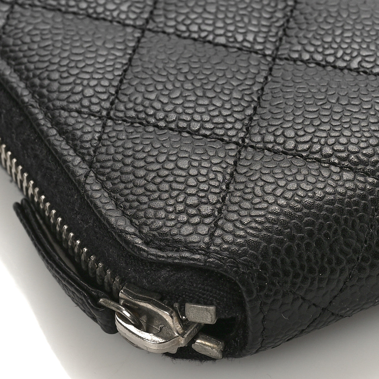 Chanel Iridescent Caviar Quilted Long Zip Around Wallet Black 8 of 11