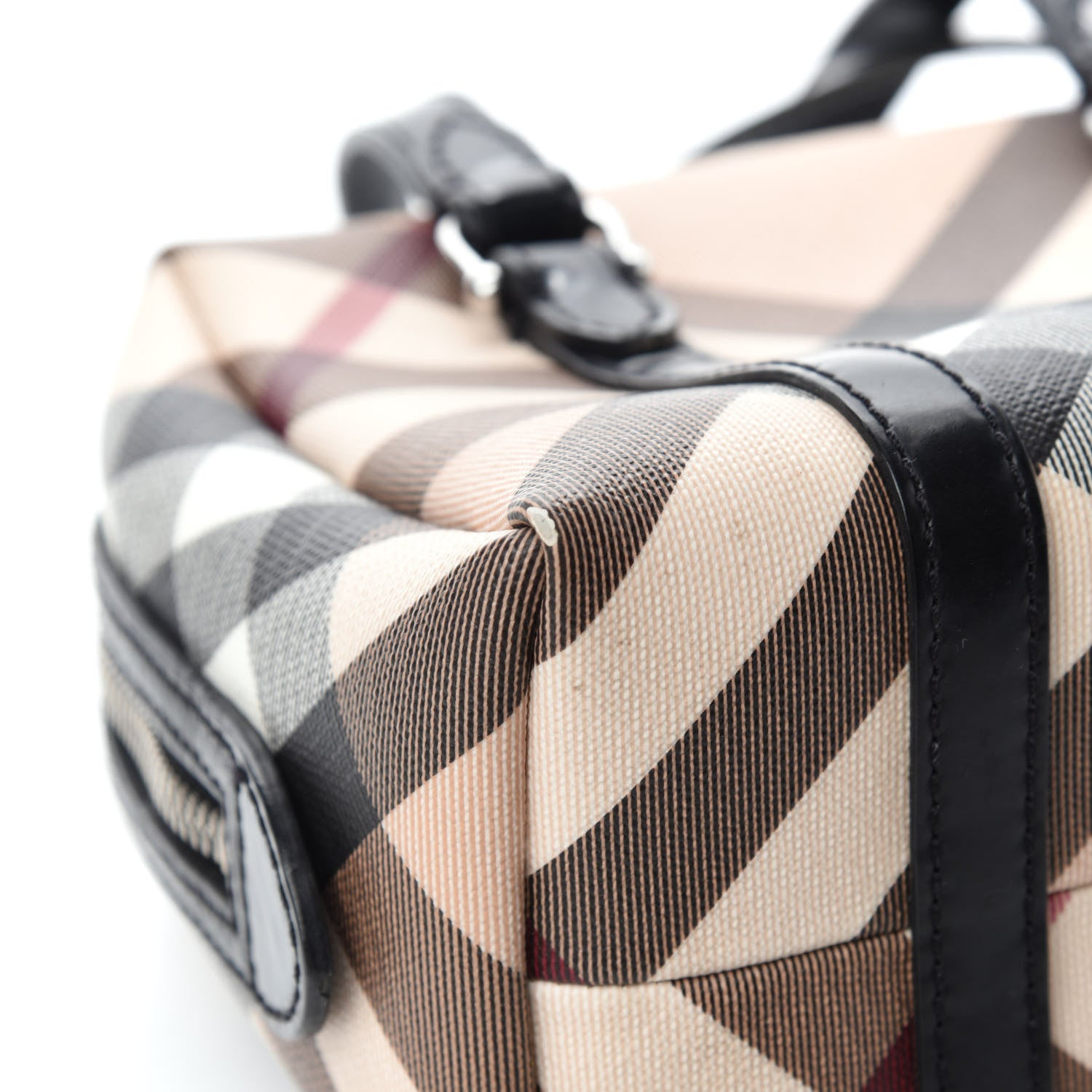 Burberry Patent Trim Nova Check Tote Black 14 of 15