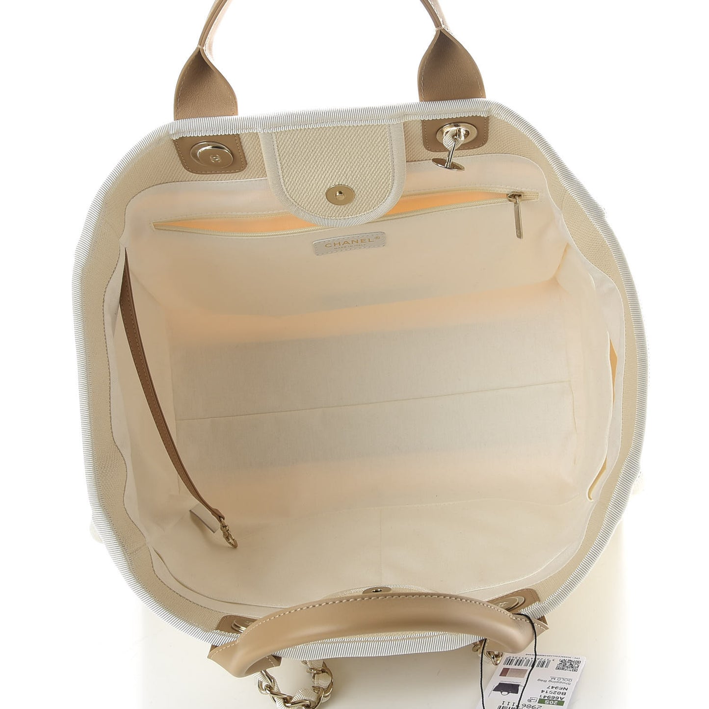 Canvas Pearl Medium Deauville Tote Ecru Beige
