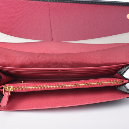 Prada Saffiano Colour Continental Flap Wallet Black Peonia 5 of 7