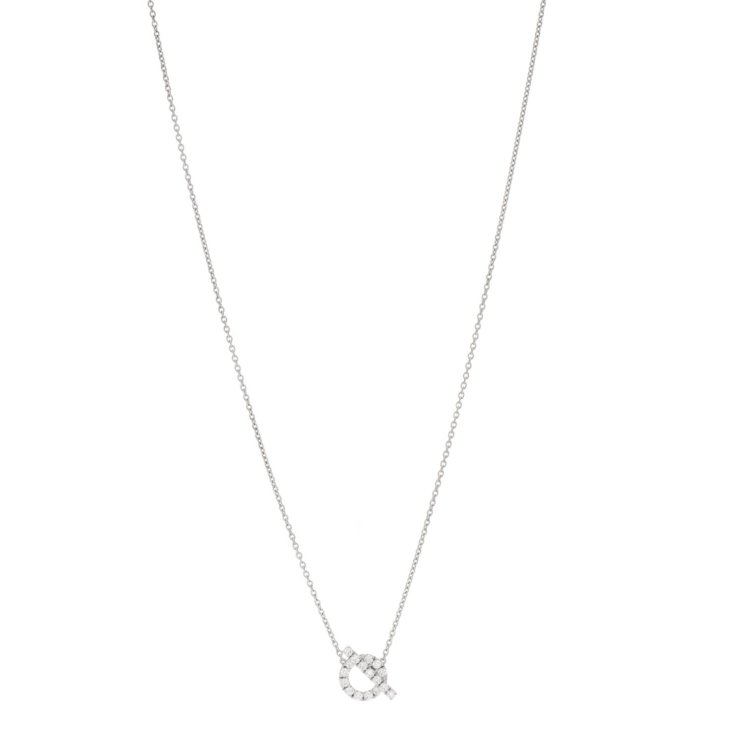 Hermes 18K White Gold Diamond Finesse Pendant Necklace 1 of 5