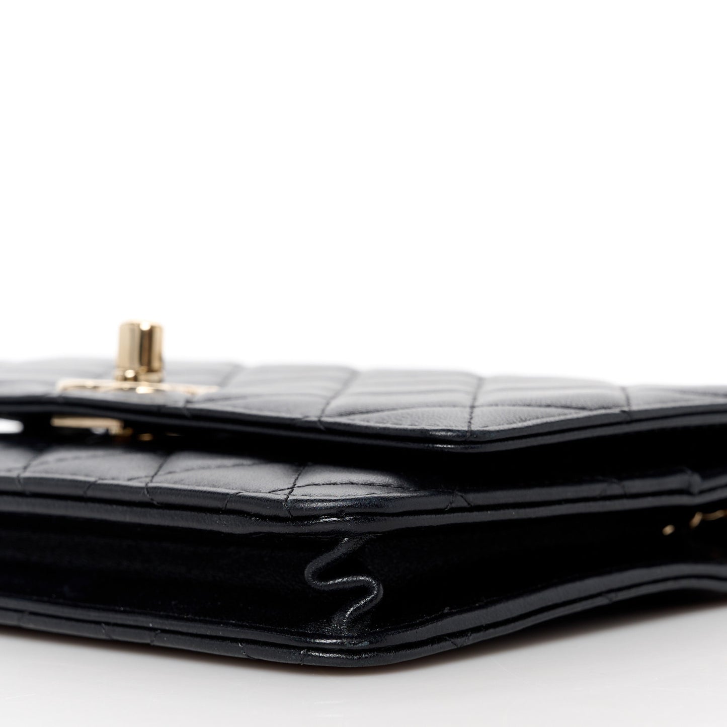 Lambskin Quilted Trendy CC Wallet On Chain WOC Black