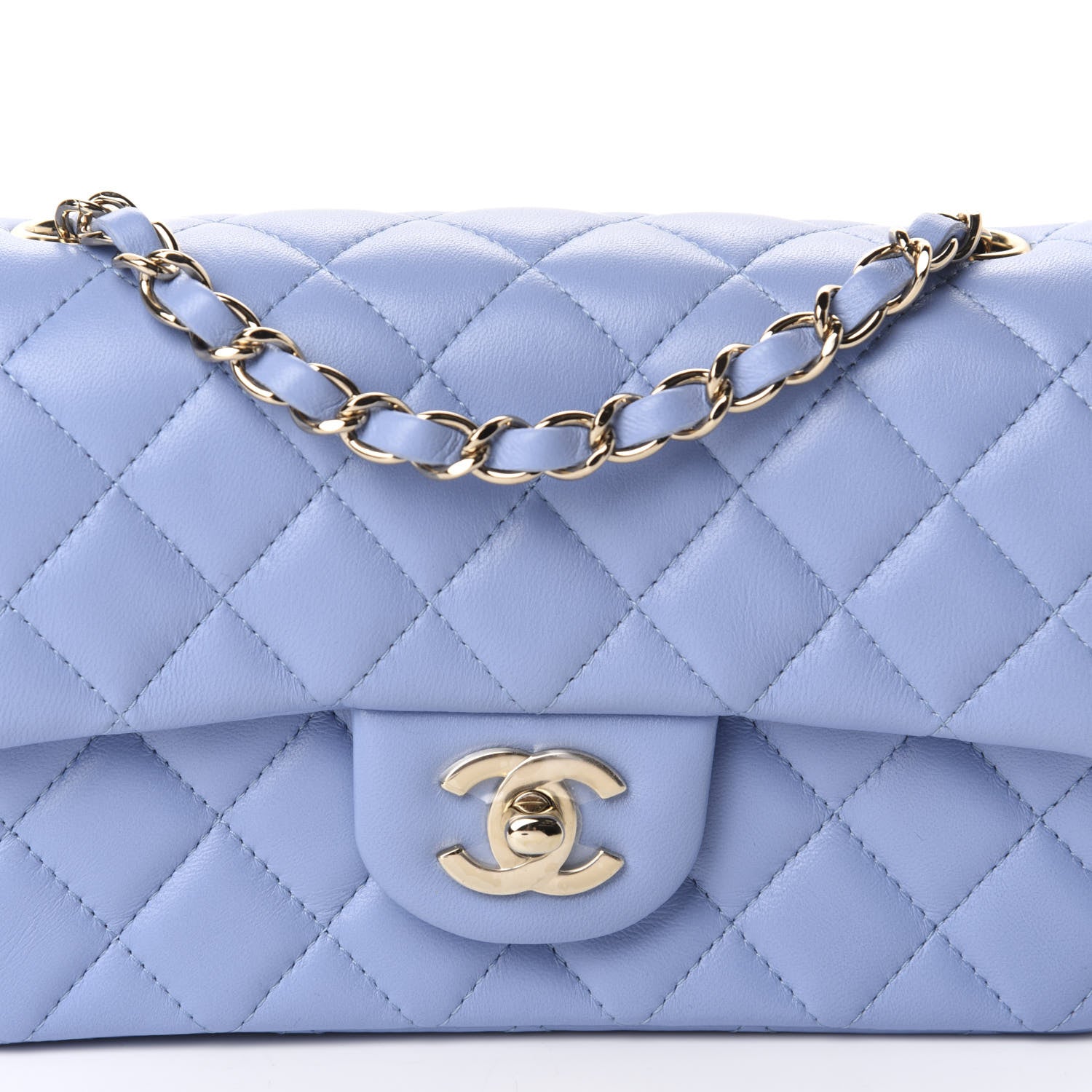 Chanel Lambskin Quilted Mini Rectangular Flap Light Blue 10 of 11