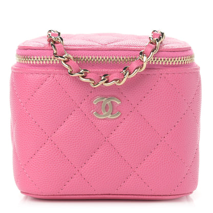 Chanel Caviar Quilted Mini Vanity Case With Chain Pink 1 of 11