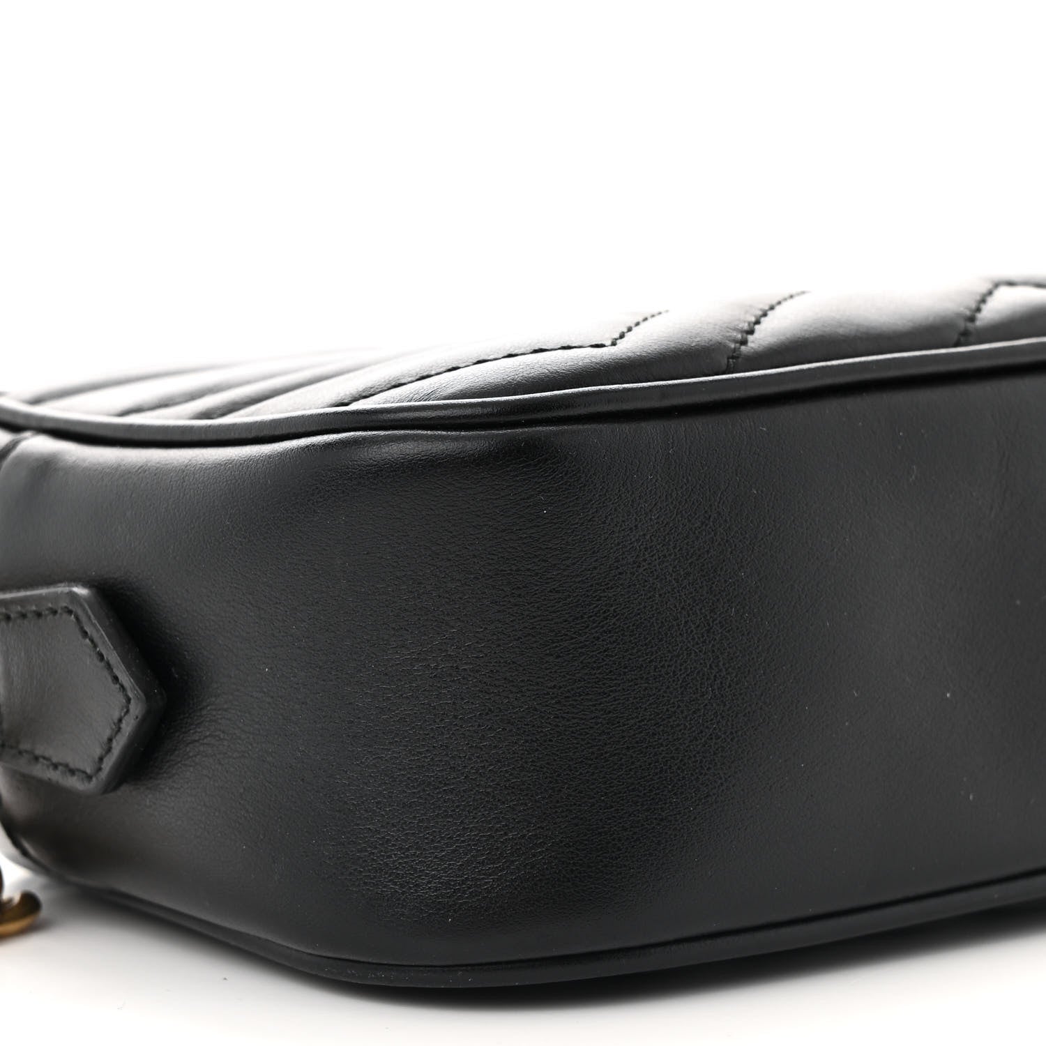Gucci Calfskin Matelasse Mini GG Marmont Chain Shoulder Bag Black 10 of 13