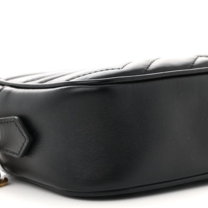 Gucci Calfskin Matelasse Mini GG Marmont Chain Shoulder Bag Black 10 of 13