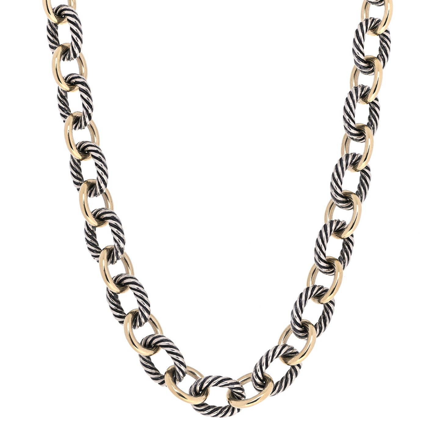 Sterling Silver 18K Yellow Gold 12mm Large Oval Link Necklace