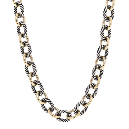 David Yurman Sterling Silver 18K Yellow Gold 12mm Large Oval Link Necklace 1 of 5