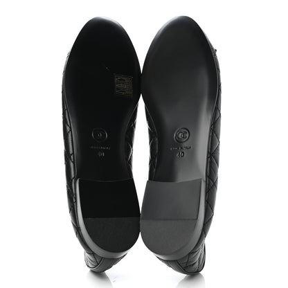 Chanel Aged Calfskin Quilted Cap Toe Ballerina Flats 40 Black 5 of 9