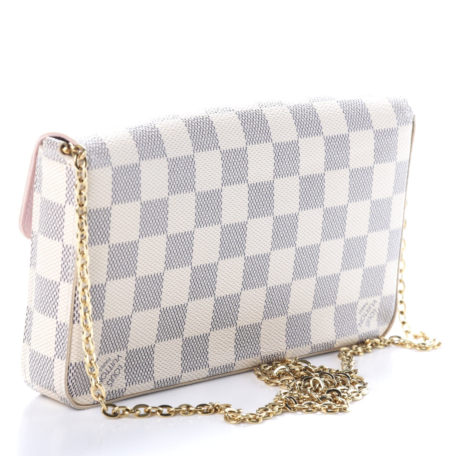 Louis Vuitton Damier Azur Pochette Felicie Chain Wallet Rose Ballerine 3 of 9