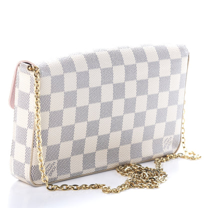 Louis Vuitton Damier Azur Pochette Felicie Chain Wallet Rose Ballerine 3 of 9