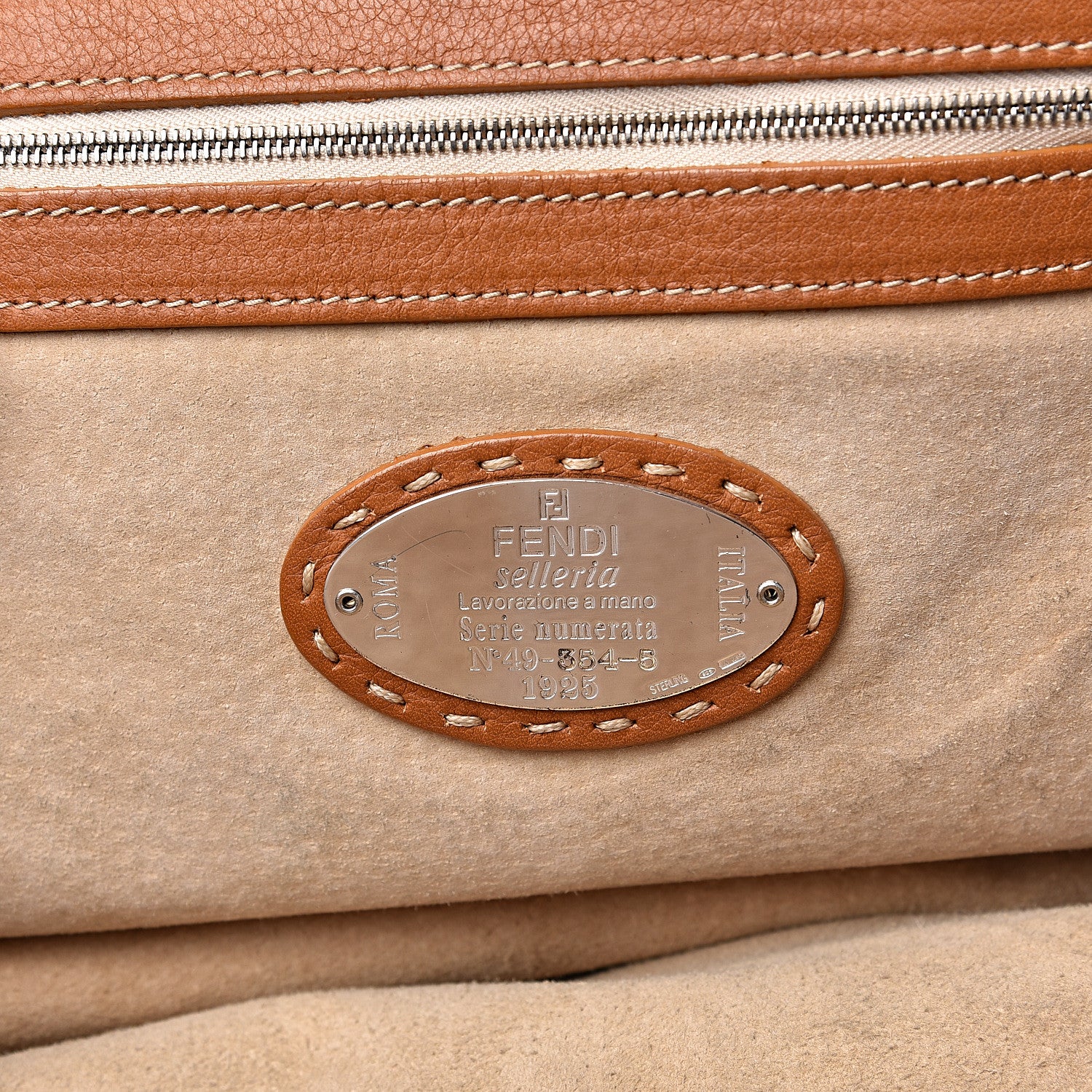 Fendi Calfskin Romano Selleria Adele 1328 Bag Brown 5 of 18