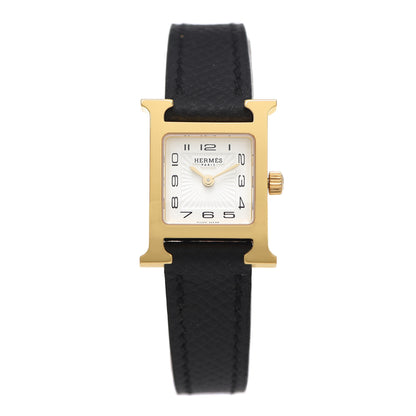 Hermes Stainless Steel Epsom 17.2mm Heure H Hour Quartz Watch Noir 1 of 5