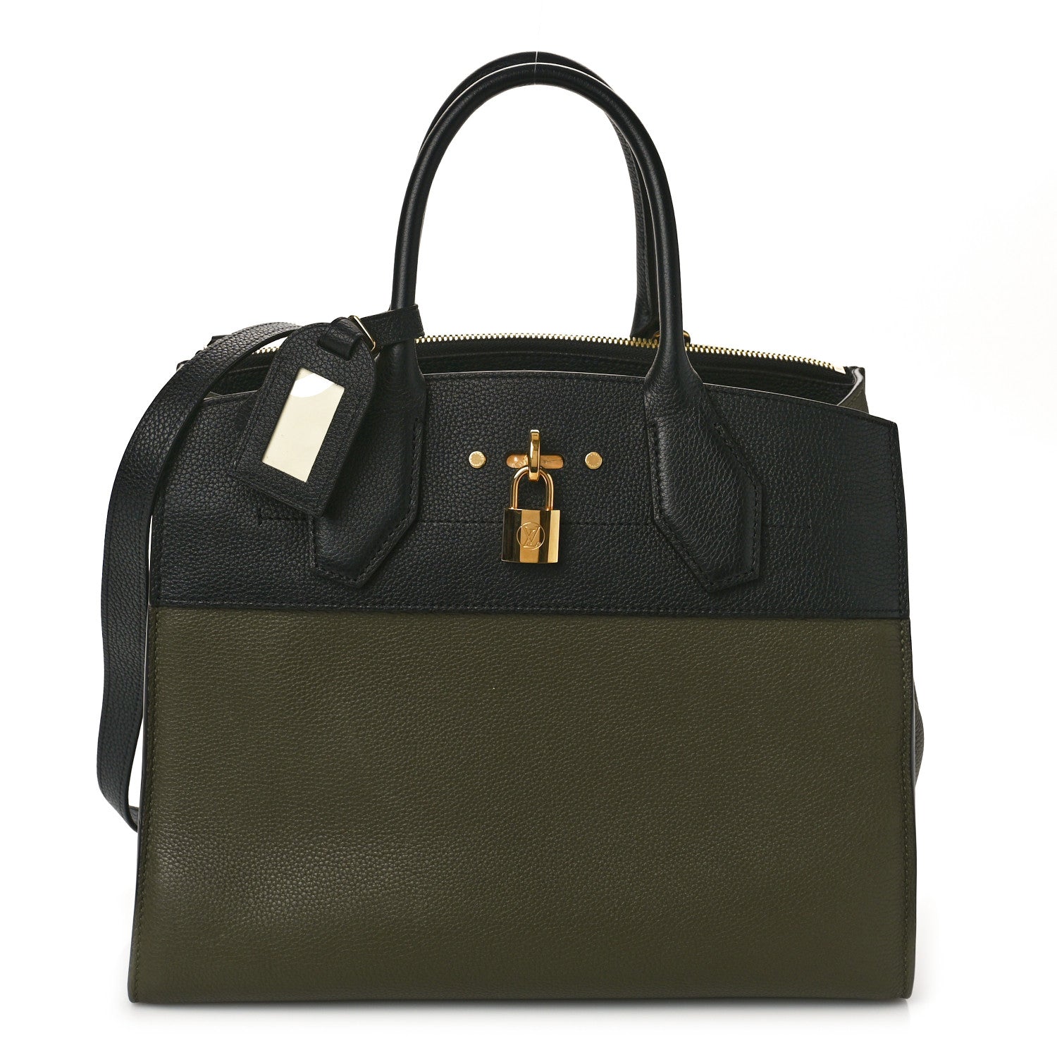 Louis Vuitton Taurillon City Steamer MM Kaki Black 1 of 8