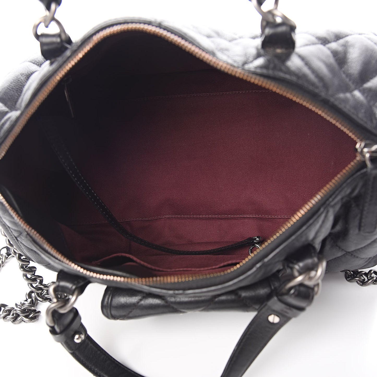 Calfskin Quilted Small Casual Riviera Bowling Bag Black