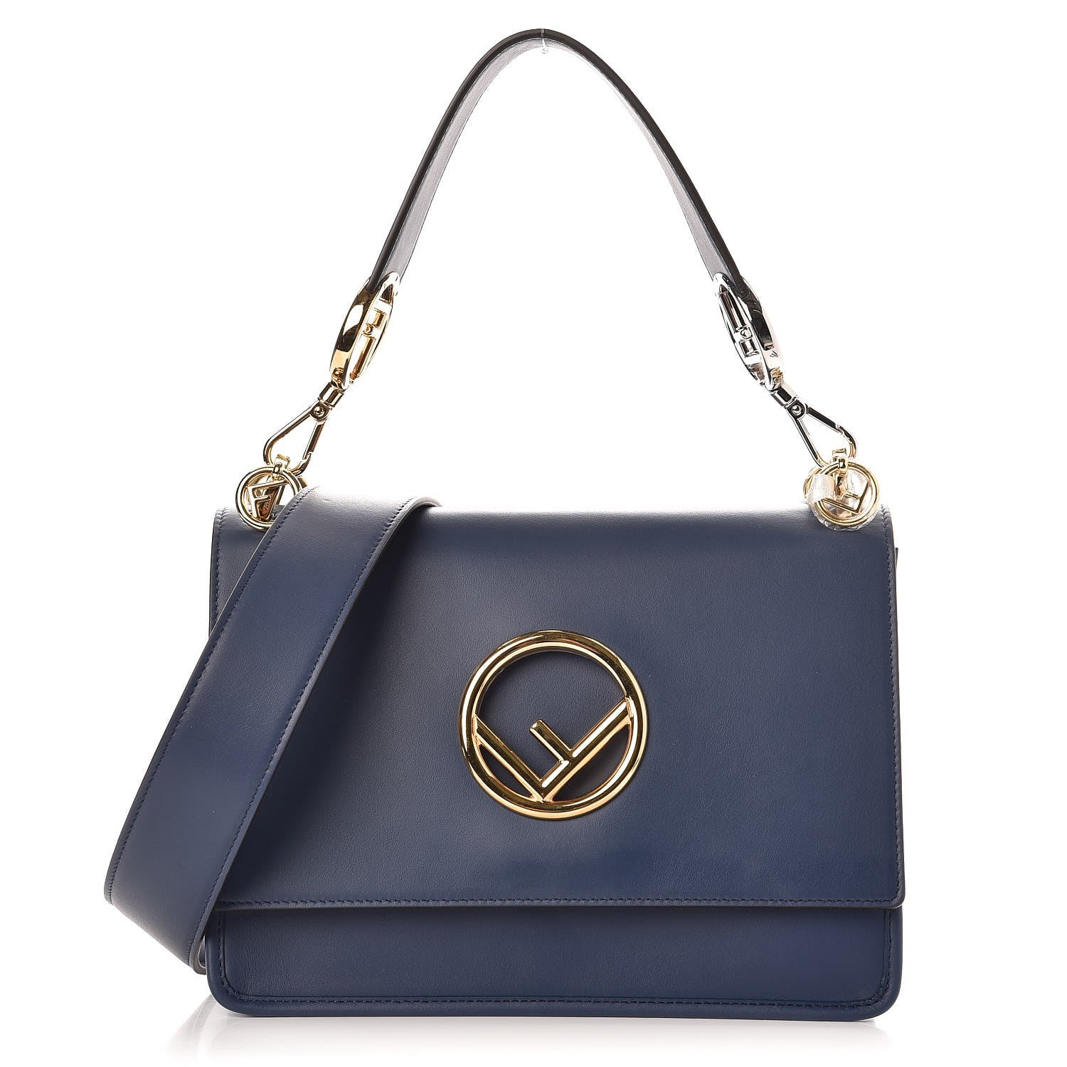 Fendi Vitello Century Opaco F is Fendi Kan I Shoulder Bag Blu Scuro 1 of 10