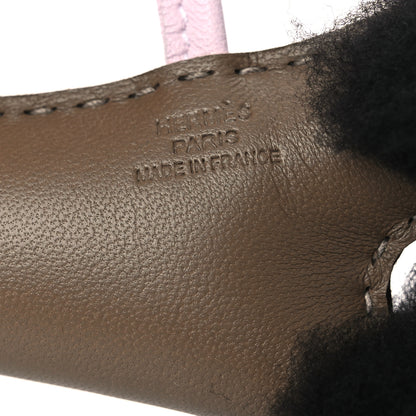 Hermes Milo Lambskin Shearling Budy Charm Black Etoupe Rose Darling 3 of 5