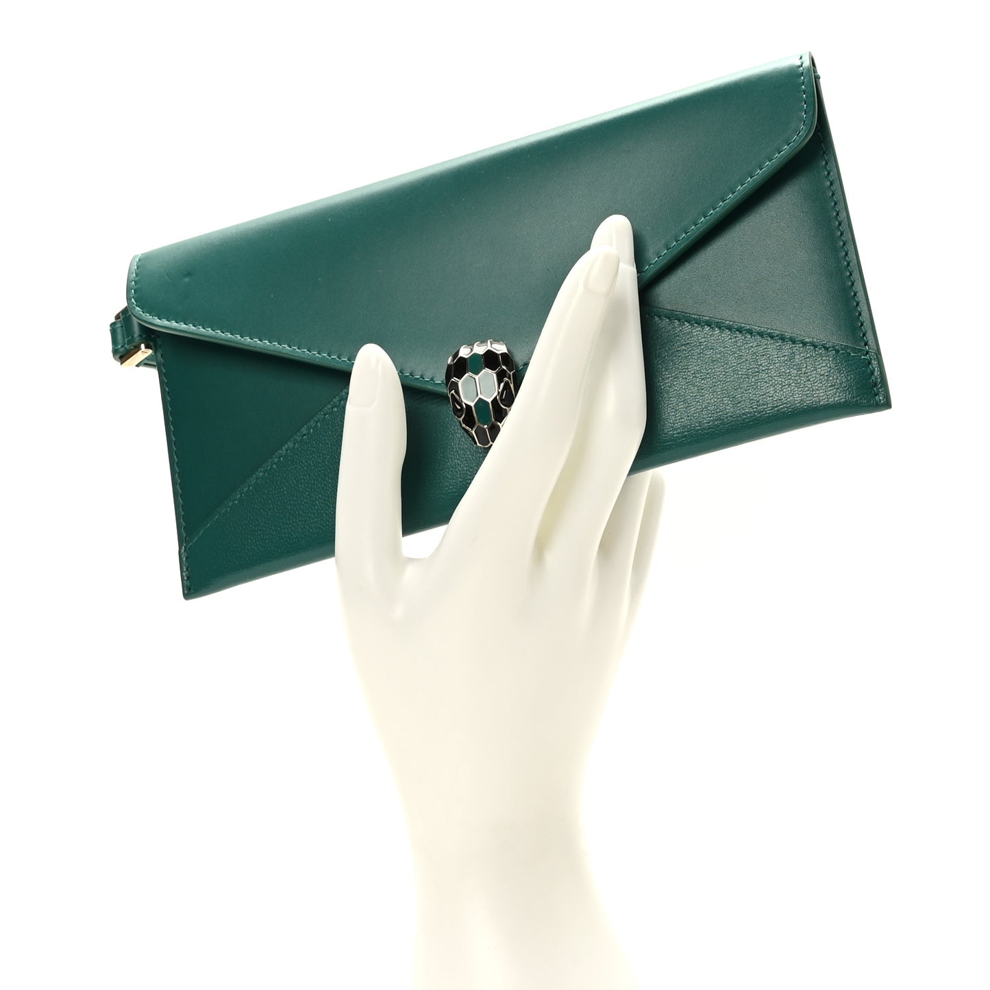 Calfskin Serpenti Forever Wristlet Wallet Emerald Green
