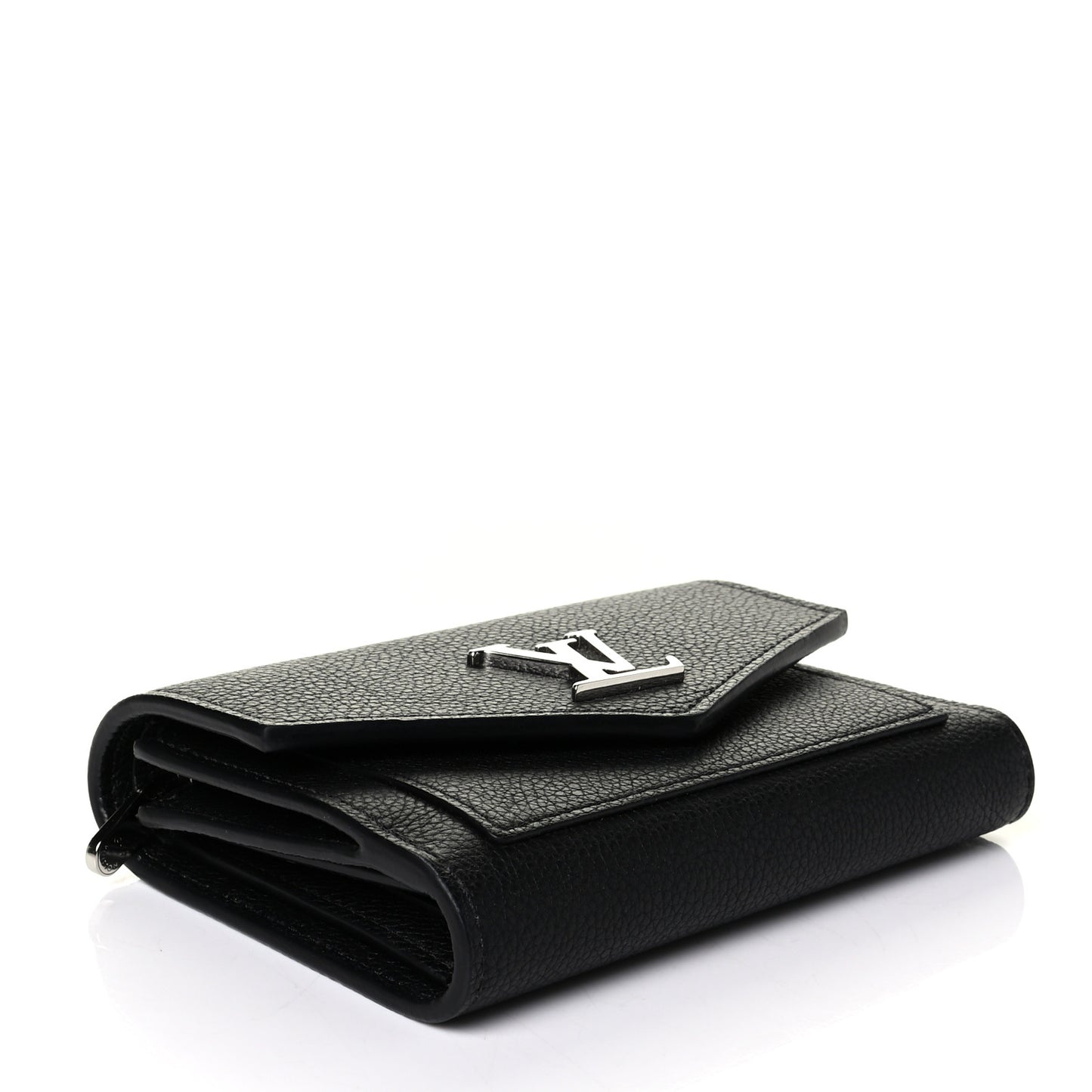 Soft Calfskin My Lockme Compact Wallet Black