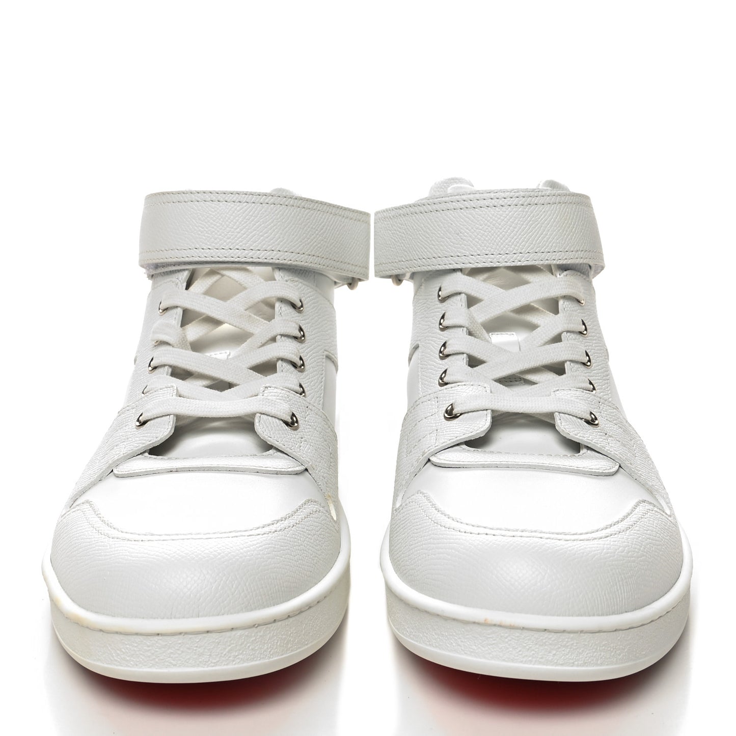 Calfskin Epsom Mens High Top Freestyle Sneakers 42 White