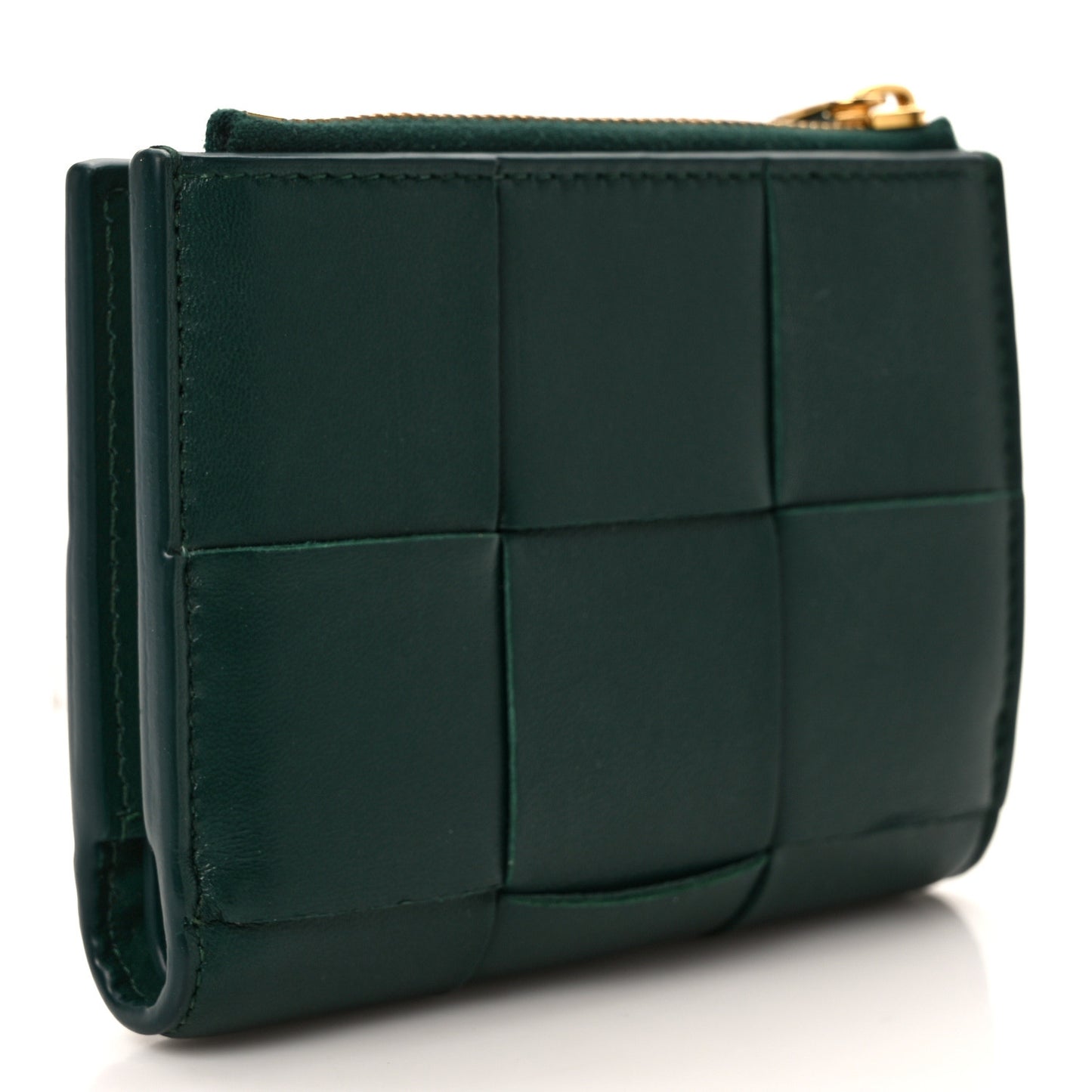 Nappa Maxi Intrecciato Bifold Zip Wallet Raintree