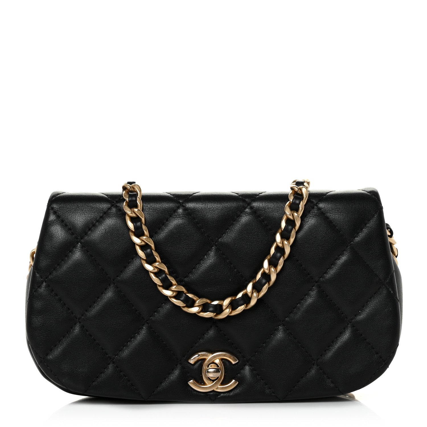 Chanel Calfskin Quilted Coco Mail Clutch With Chain Black 1 of 11