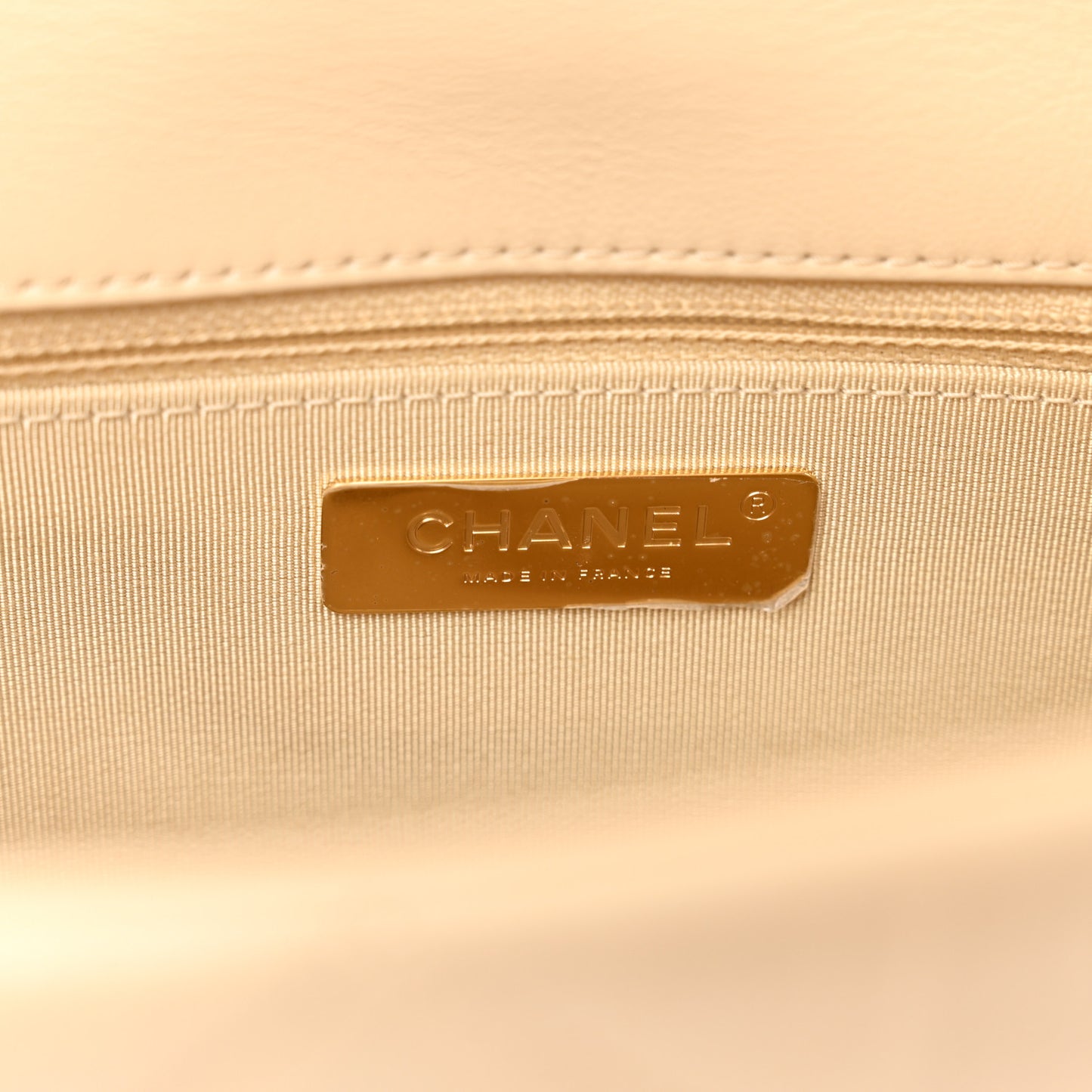 Goatskin Quilted Large Chanel 19 Flap Beige