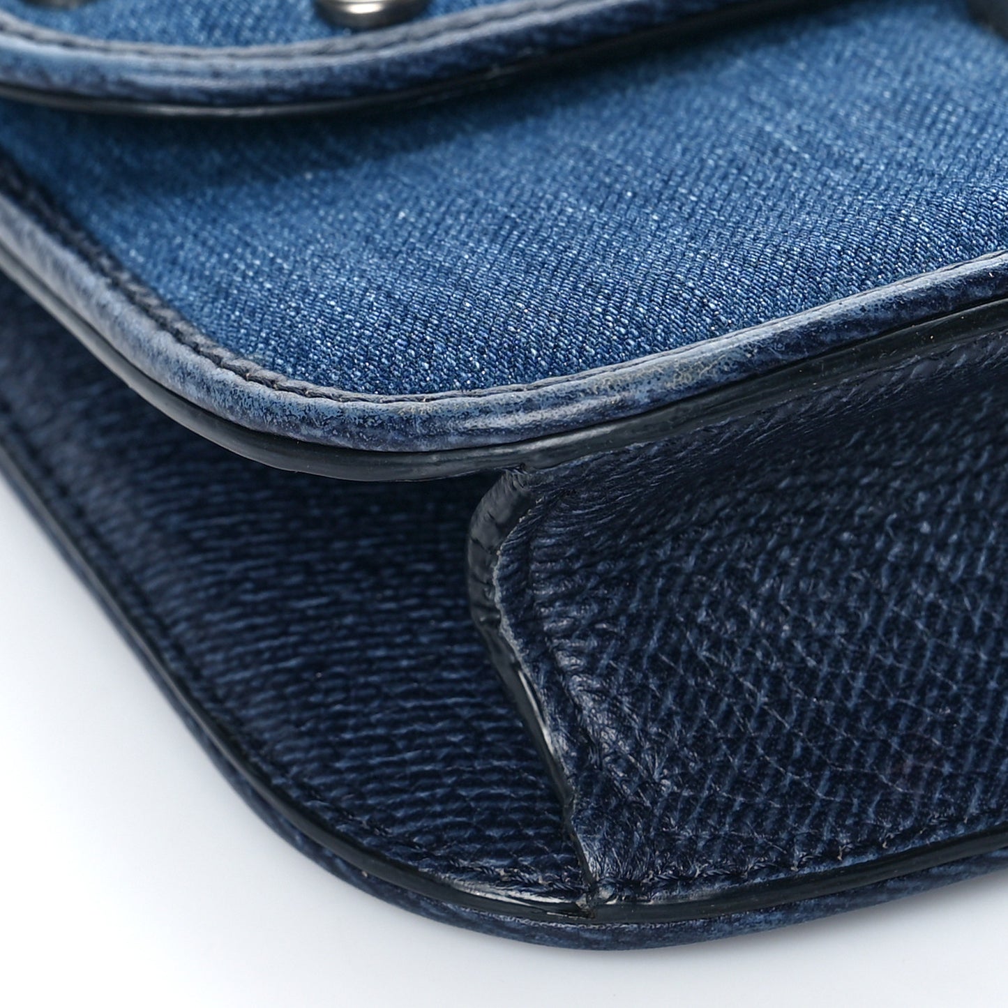 Denim Star Studded Small Lock Flap Blue