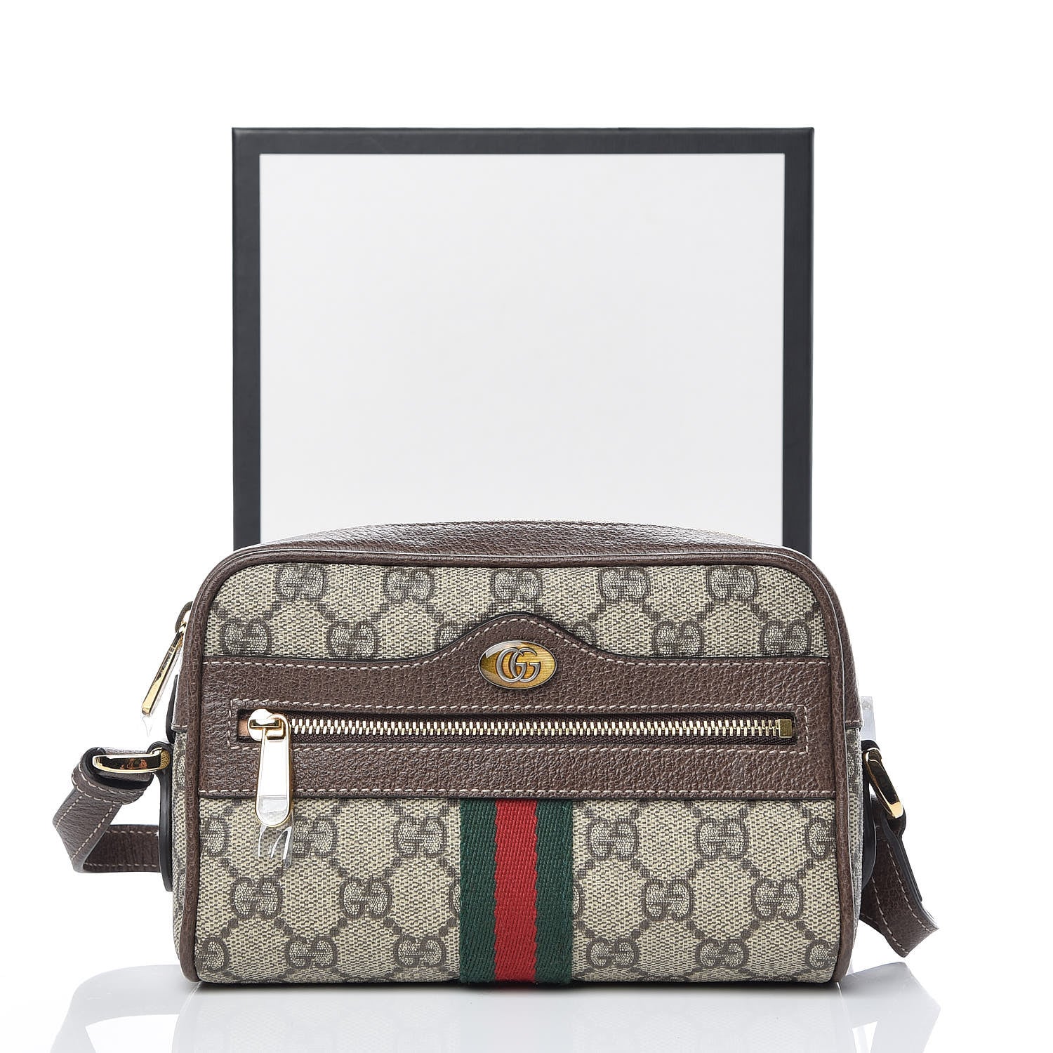 Gucci GG Supreme Monogram Web Mini Ophidia Shoulder Bag Brown 10 of 10