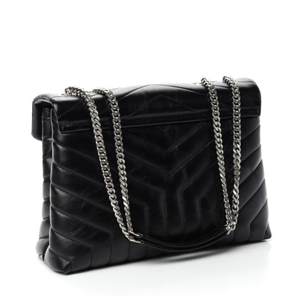 Saint Laurent Calfskin Y Quilted Monogram Medium Loulou Chain Satchel Black 3 of 11