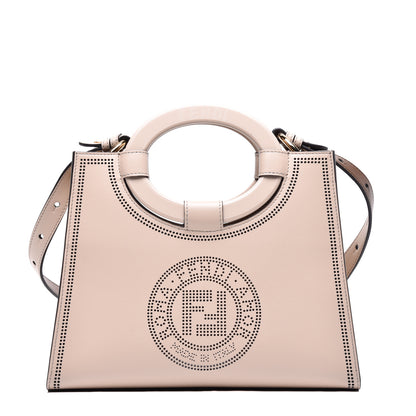 Fendi Vitello Liberty Plexiglass Stamp Patch Perforated Small Runaway Shopper Tote Nuvola 1 of 9