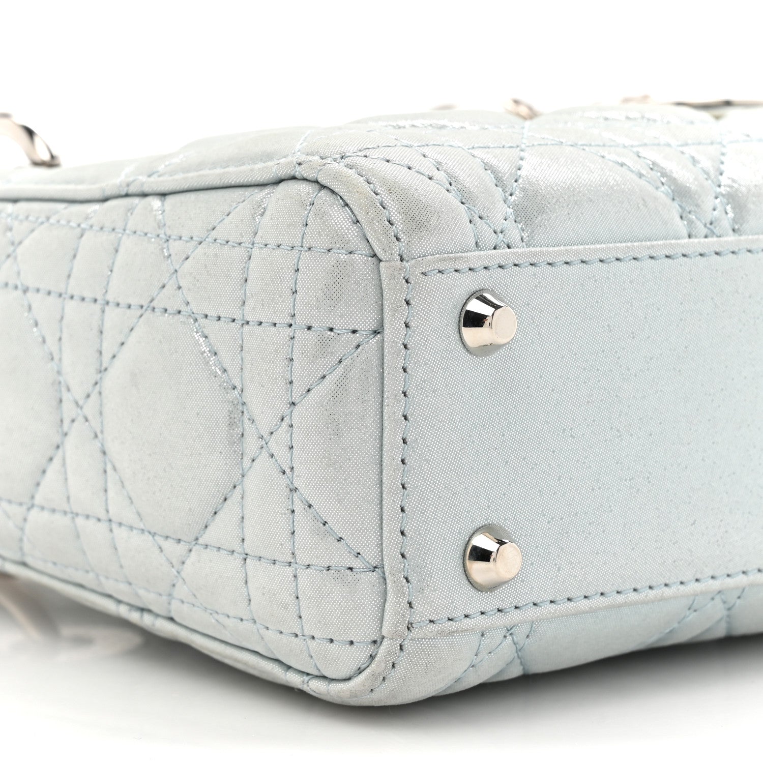 Christian Dior Metallic Lambskin Cannage Mini Lady Dior Light Blue 10 of 16