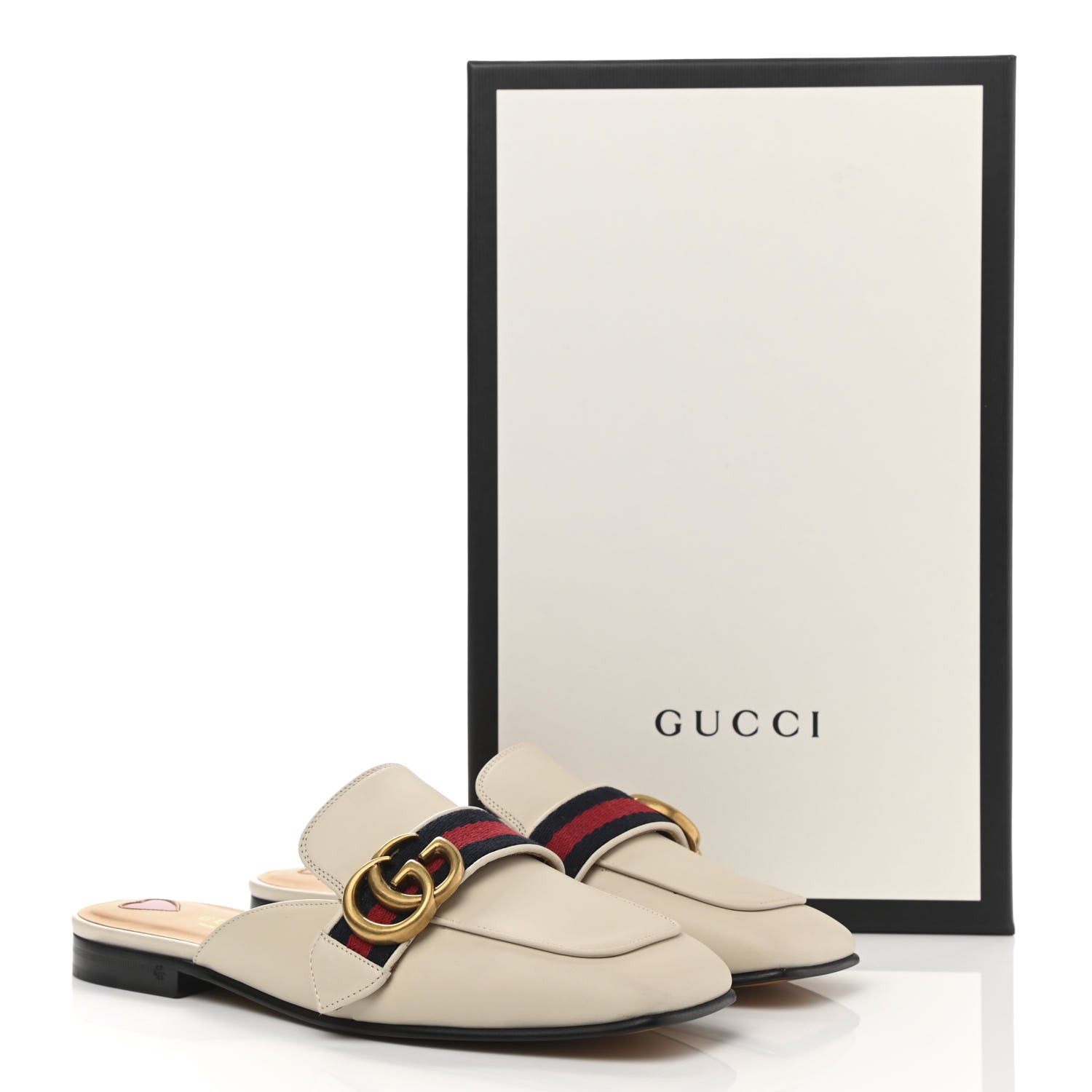 Gucci Calfskin Web Womens Peyton GG Slippers 35.5 Mystic White 12 of 12