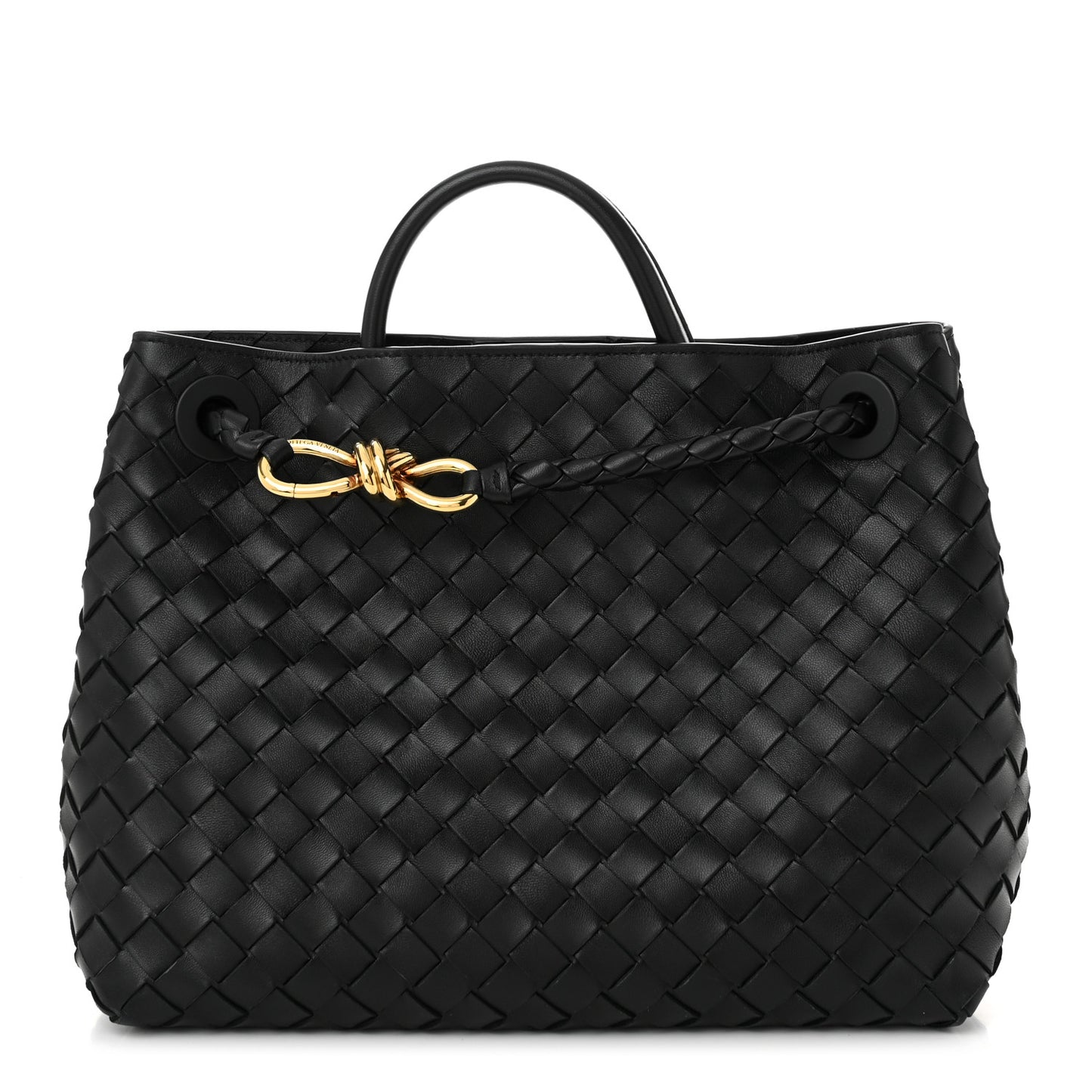 Nappa Intrecciato Medium Andiamo Shoulder Bag Black