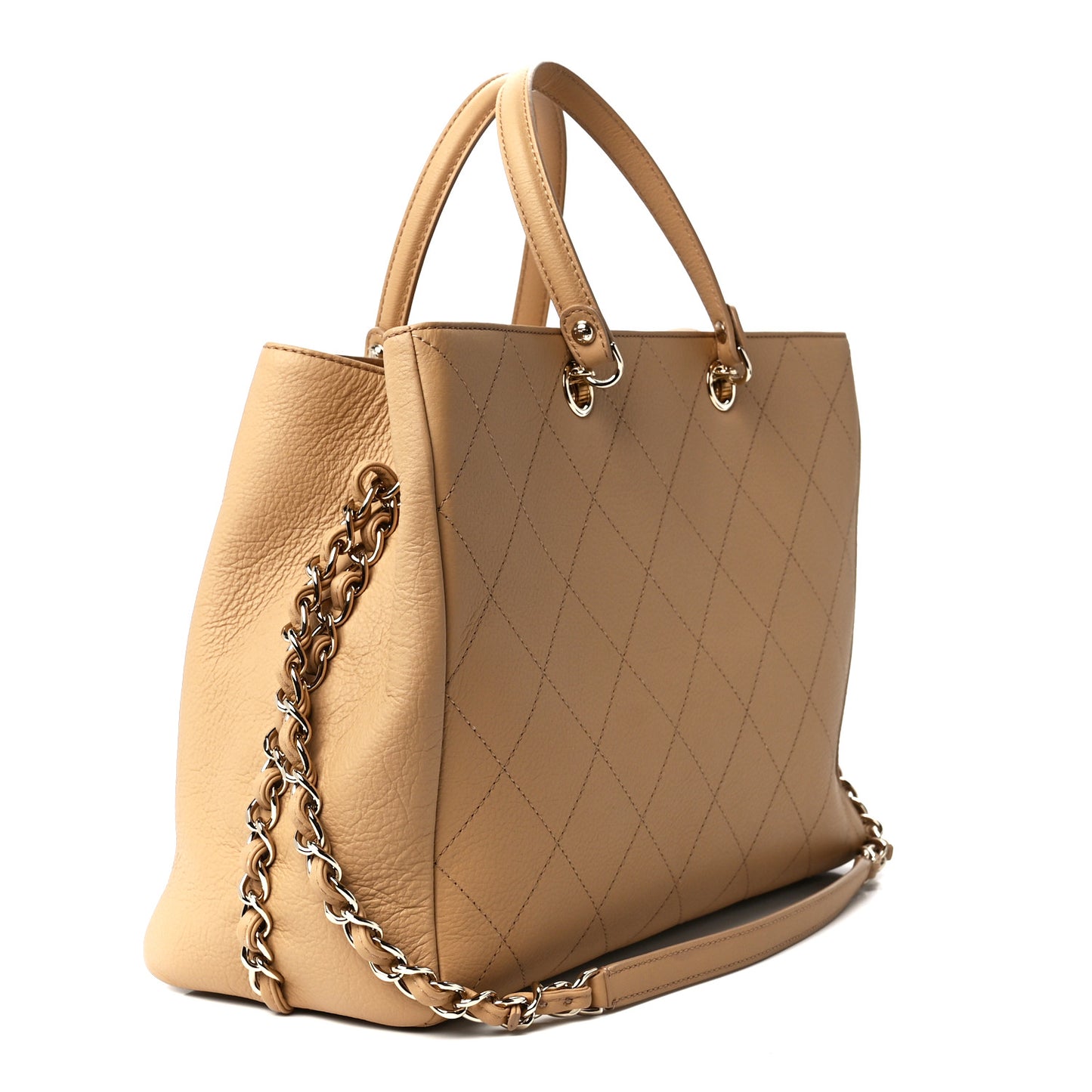 Bullskin Stitched Medium Shopping Bag Beige