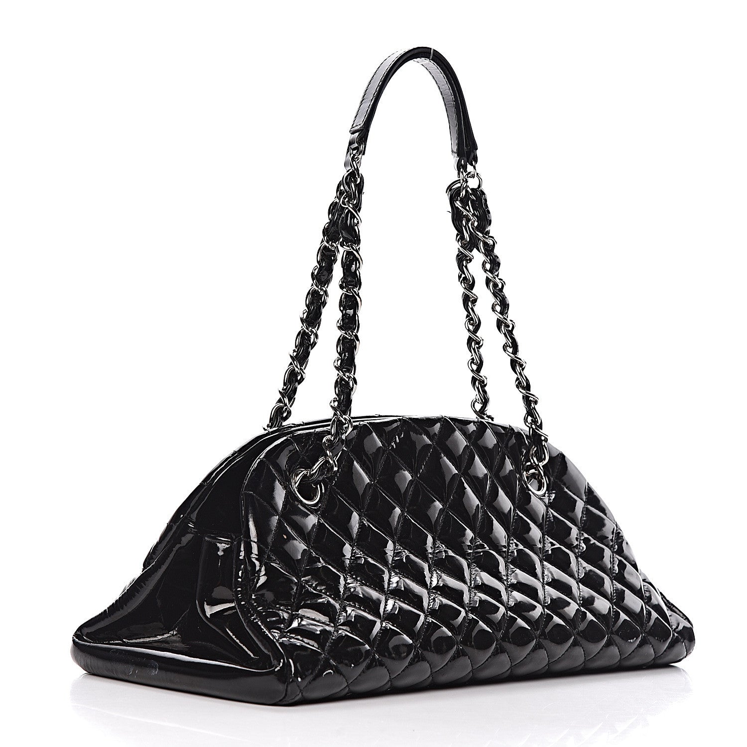 Chanel Patent Quilted Medium Just Mademoiselle Black 3 of 12