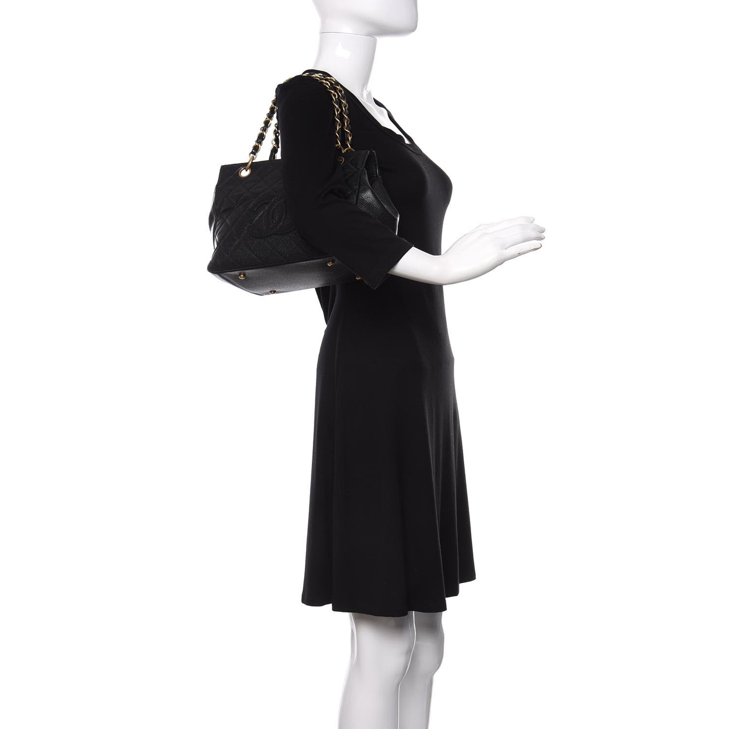 Caviar Quilted Petit Timeless Tote PTT Black
